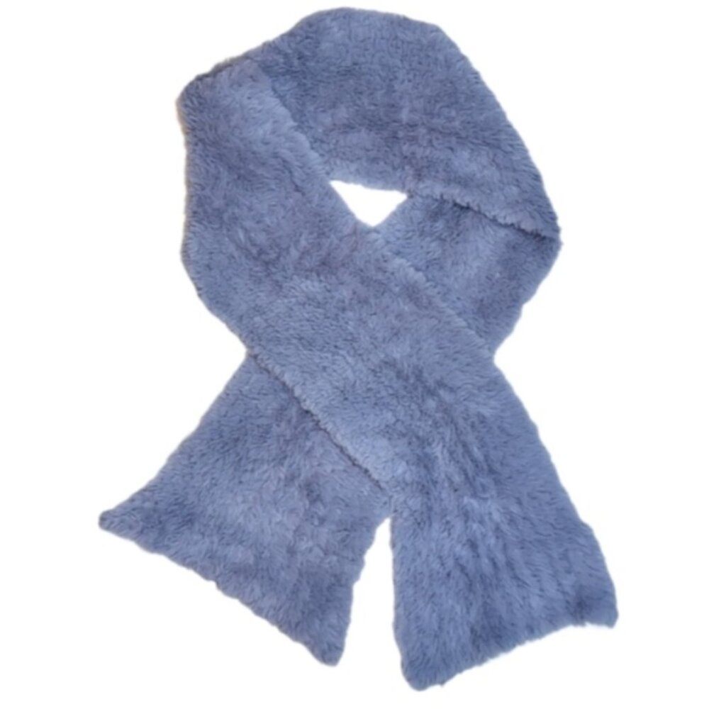 Bluenotes Plush Blue Scarf Long Faux Fur Winter Rectangular Periwinkle